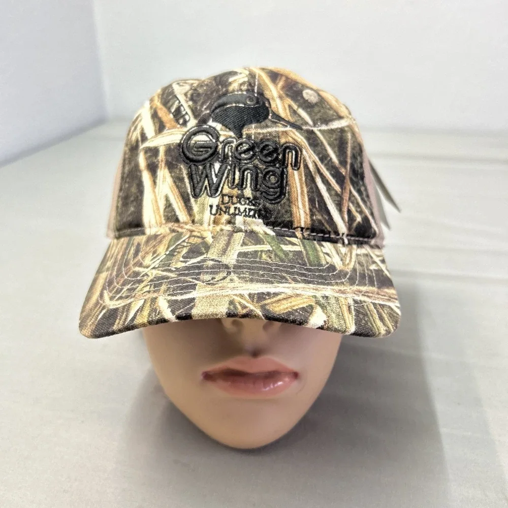Ducks Unlimited Licensed Mossy Oak Green Camo Cap Hat Strapback Hunt NEW W/ Tags